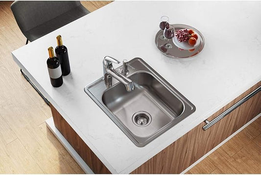 Elkay Dayton D117212 Single Bowl Top Mount Bar Sink, 17 x 21, Stainless Steel