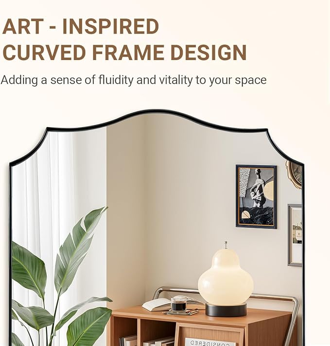 ANDY STAR Scalloped Mirror 28x36 Inch Chrome Rectangle Mirror, Modern Bathroom Mirror for Over Sink, Rust-Proof Stainless Steel 1" Frame, Unique Wave Inspired Style