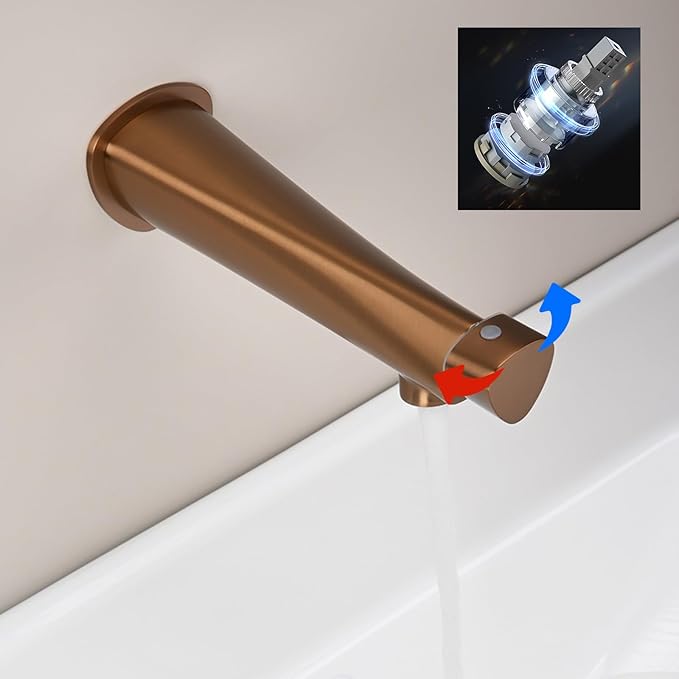 BiaoTeng Concealed Wall Mounted Bathroom Faucet Single Handle Hot and Cold Brass Faucets for Bathroom Sinks Single Hole Brushed Rose Gold