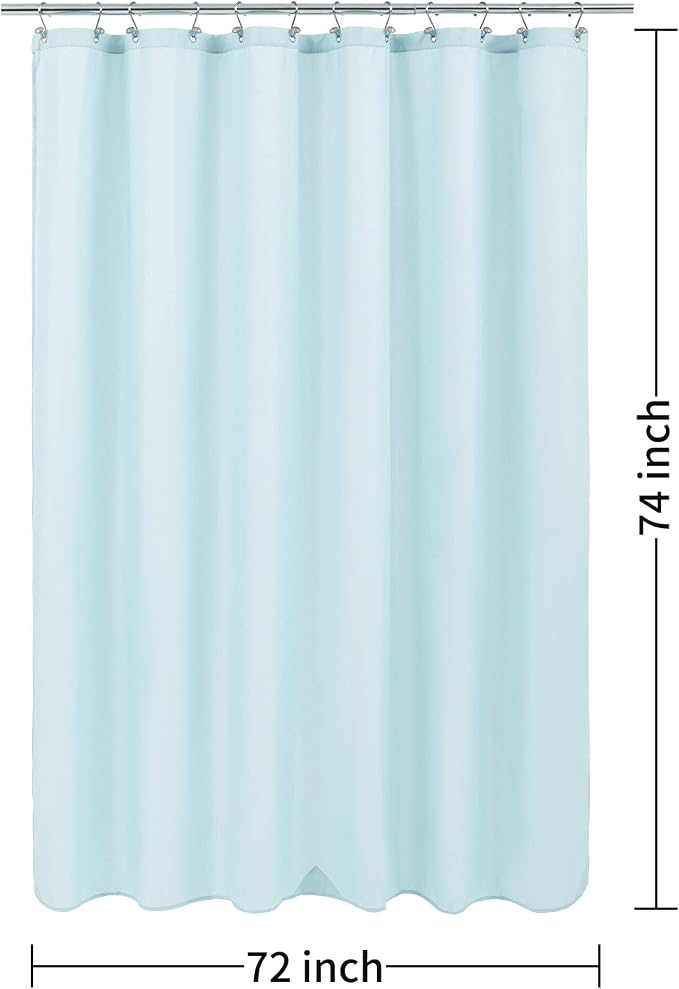 ALYVIA SPRING 72x74 Long Waterproof Fabric Shower Curtain or Liner Blue | 3 Magnets, Soft Cloth & Hotel Quality, Machine Washable, Light-Weight, Long Size