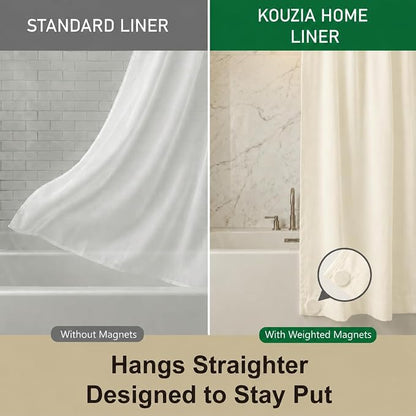 Waterproof Fabric Shower Curtain Liner, TPU Coated, PEVA-Free & Odorless, Hotel Quality, 3 Magnets, Rust-Proof Metal Grommets, Machine Washable, Cream, 72x84 Inch