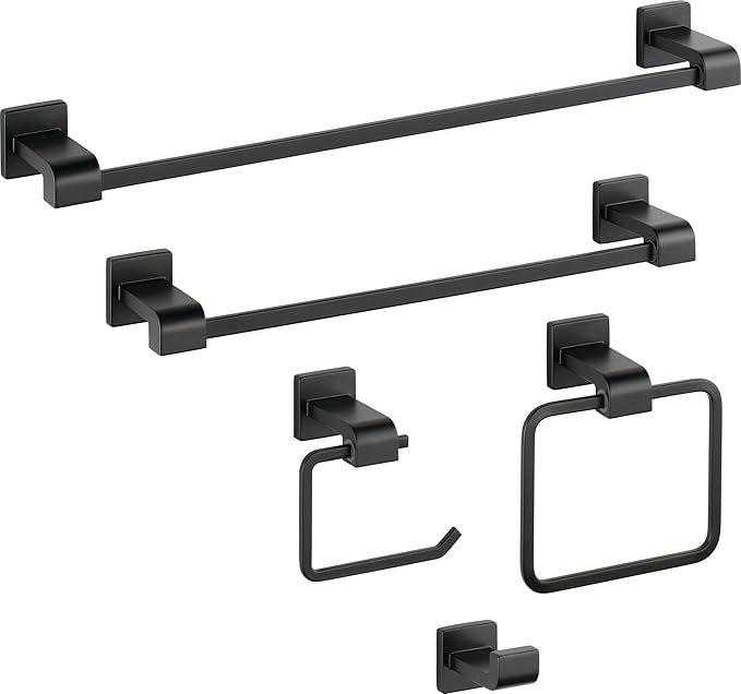 Delta 77524-BL Ara 24-in Wall Mount Towel Bar Bath Hardware Accessory in Matte Black