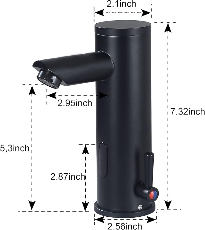 Automatic Touchless Bathroom Sink Faucet Motion Activated Sensor Hands Free Auto Off 1 Hole Commercial Infrared Brass Basin Faucets Adjustable Cold Hot Single Handle Water Mixer Matte Black