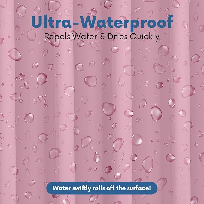 No Smell Shower Curtain Liner 72x72 Pink - PEVA Plastic Shower Curtain for Bathroom, PVC-Free Waterproof Pink Shower Liner with Metal Grommets and Magnet-Weighted Bottom Hem - Washable Liner