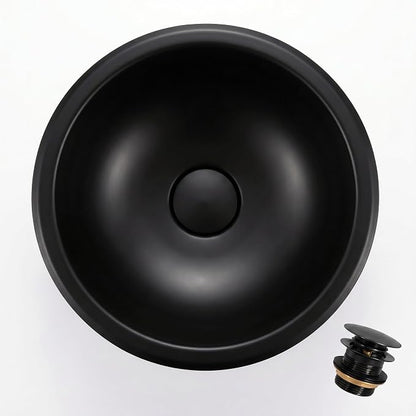 LQS 13 x 13 Inch Round RV Sink, Black Bar Sink, Stainless Steel Drop-In | Small RV Sink For Camper Kitchens Or Bathrooms; Compact RV Bathroom Sink With 5.31-Inch Bowl And Drain Assembly Included