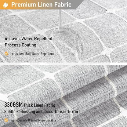 BTTN 60x84 Boho Farmhouse Linen Heavy Duty Shower Curtain Set, Gray/Grey