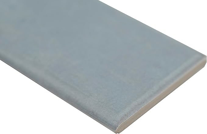 MSI Renzo Sky 3 in. x 12 in. Glossy Ceramic Subway Bullnose Trim, Bathroom and Kitchen Backsplash, Accent Wall, Shower Tile