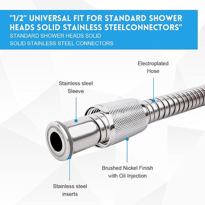 Shower Hose, 70 Inches Extra Long Shower Head Hose Stainless Steel Plated Nut &Stainless Steel Insert
