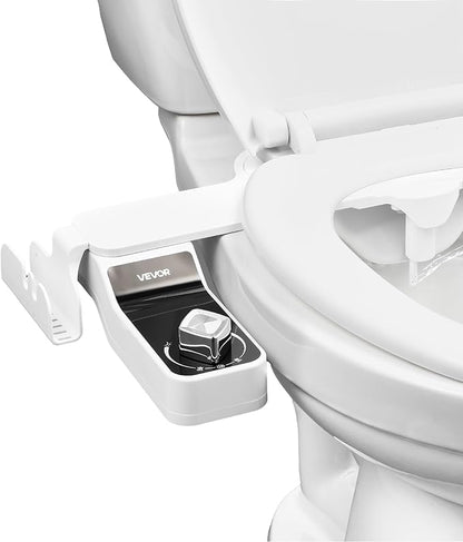 VEVOR Bidet Attachment for Toilet, 0.3" Ultra Thin Bidet Toilet Seat Attachment - Dual Retractable Nozzles, Adjustable Water Pressure, Non-Electric Cold Water Sprayer for Front Rear Water Wash, White
