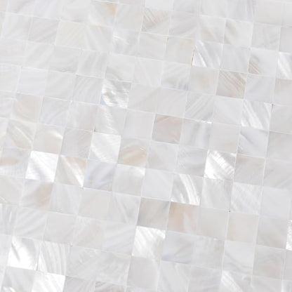 10-Sheet Solid Pure White Mother of Pearl Peel and Stick Backsplash Tiles | Shell Peel and Stick Wall Panels, 12×12" Waterproof Mosaic Tiles, Square Self-adhesive Backsplash for Kitchen, Bathroom