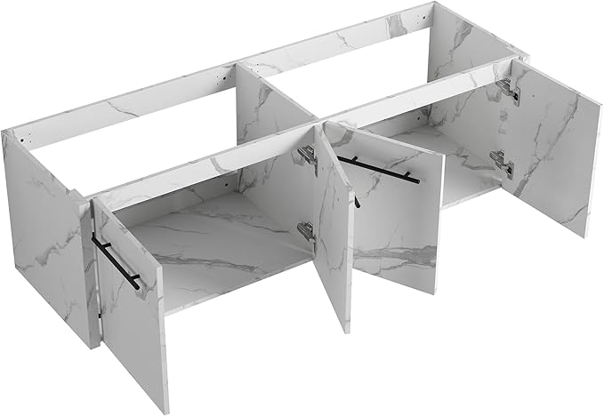 60 Inch Floating Bathroom Vanity,60" Bathroom Vanity Without Sink,Modern Bathroom Vanity Cabinet,White Wall Mounted Cabinet(Sink Basin Not Included)