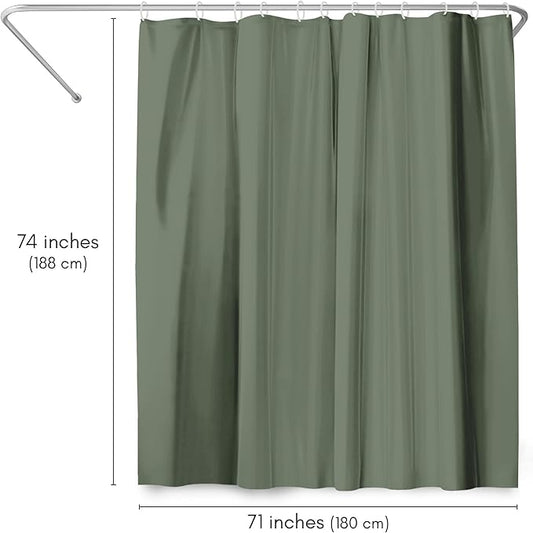 Americanflat 71x74 Solid Green Shower Curtain - Water-Resistant Long Shower Curtain with Durable Metal Grommets and 12 Hooks - 100% Polyester