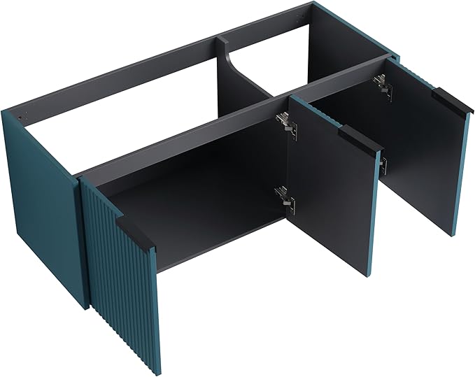 Malwee 48" Floating Bathroom Vanity Without Sink, 48 inch Wall Mounted Bathroom Cabinet, Modern Lake Blue Cabinet with 3 Soft Close Doors, Basin not Include(MA10348DLBE-C)