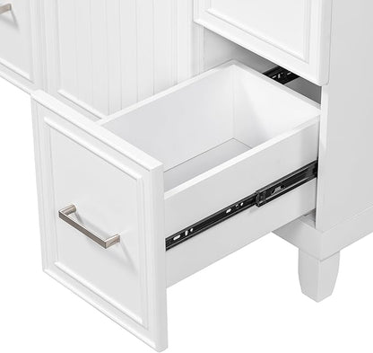 Favfurish 36" Bathroom Vanity with Ceramic Sink,Undermount Single Basin Bath Vanity Set w/Soft Closing Door and 3 Drawers,Modern Freestanding Storage Cabinet,Solid Wood Frame,White