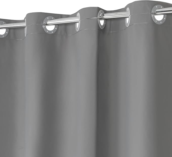 No Hook PEVA Shower Curtain or Liner, Standard Size 71x74, Dark Gray | 8G Heavy Duty, Grey Bathroom Shower Curtain, No Hooks Required, Waterproof Plastic & PVC Free
