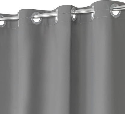 No Hook PEVA Shower Curtain or Liner, Standard Size 71x74, Dark Gray | 8G Heavy Duty, Grey Bathroom Shower Curtain, No Hooks Required, Waterproof Plastic & PVC Free