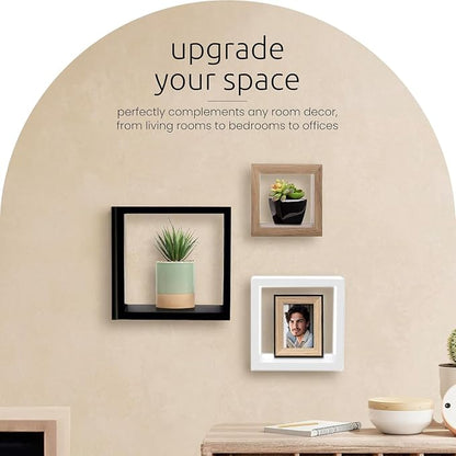 Kiera Grace Cubbi Floating Shelves, Modern Wall-Mounted Square Shelves for Bedroom, Bathroom, Kitchen, Easy to Hang, 5"/7"/9", , Set of 3