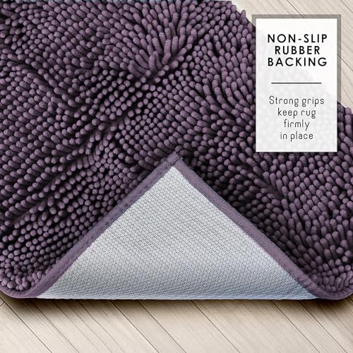 Hearth & Harbor Bathroom Rugs, Chenille Bath Mat - Machine Washable Bath Mats for Bathroom Non-Slip Backing Rubber, Quick Dry Bathroom Mat