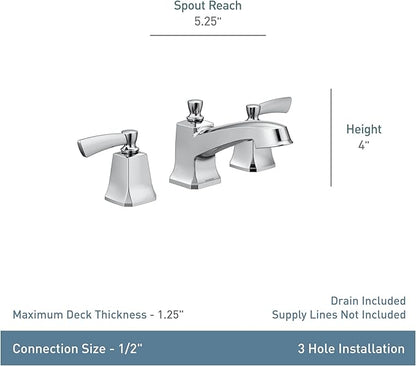 Moen Conway Chrome Two Handle Widespread Bathroom Sink Faucet with Valve Included, 84926