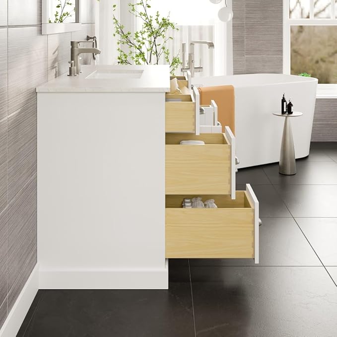Eviva Epic 48 in. SS White Bathroom Vanity with White Carrara Quartz Countertop