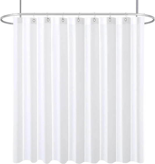 Biscaynebay Fabric Extra Wide Shower Curtain Liners, White 108" Width by 72" Length, Water Resistant Bathroom Curtains, Rust Resistant Grommets Top Weighted Bottom Machine Washable