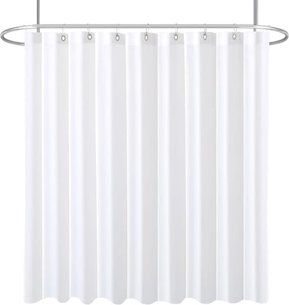 Fabric Shower Curtain Liner 96x72 Inch-White Extra Wide Shower Liners | Hotel Quality Water Resistant Shower Liners for Bathroom-Machine Washable Cloth Polyester Bath Curtain-Apartment Bathtub