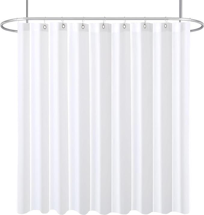 Biscaynebay Fabric Extra Wide Shower Curtain Liners, White 96" Width by 72" Length, Water Resistant Bathroom Curtains, Rust Resistant Grommets Top Weighted Bottom Machine Washable