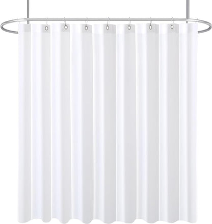 Biscaynebay Fabric Extra Wide Shower Curtain Liners, White 96" Width by 72" Length, Water Resistant Bathroom Curtains, Rust Resistant Grommets Top Weighted Bottom Machine Washable