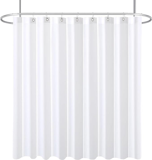 Biscaynebay Fabric Extra Wide Shower Curtain Liners, White 96" Width by 72" Length, Water Resistant Bathroom Curtains, Rust Resistant Grommets Top Weighted Bottom Machine Washable