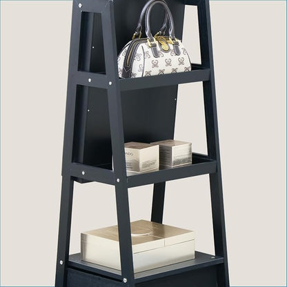 Jewelry Armoire Organizer 62 Inch Full Length Mirror with Standing LED Mirror Jewelry Cabinet Lockable Jewelry Storage Cabinet With Drawer Wheels Black