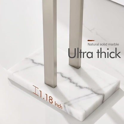 KOKOSIRI Towel Rack Free Standing Brushed Nickel 2-Tier Towel Holder for Bathroom Floor Stand with Heavy Marble Base Thicken Steady Design Stainless Steel THS0005-BR