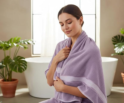 6 Piece 100% Cotton Bath Towel Set - 2 Bath - 2 Hand - 2 Face, Lavender | 100% Cotton • Thick & Plush • Hotel Quality • Ultra Soft • Highly Absorbent • Quick Dry • Low Lint • Machine Washable