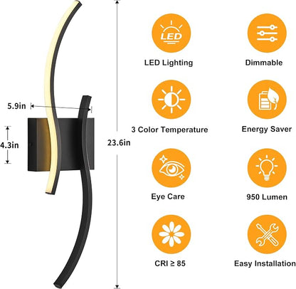 KARTOOSH Hardwired LED Vanity Lights for Bathroom | 2 Pack 23.6 Inch, 3CCT Dimmable, Waterproof, Rustproof, Bathroom Light Fixtures Over Mirror