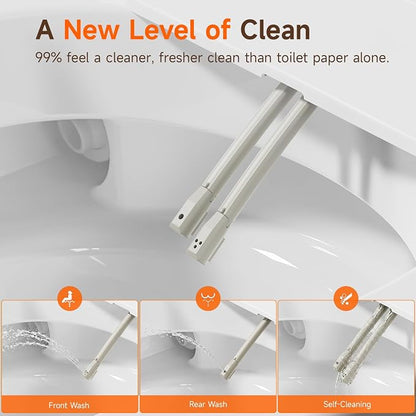 Non-Electric Bidet Toilet, One Piece Elongated Smart Toilet with Air Pressure-Assisted Flush, ADA Comfort Height, Foot Kick & Side Button Flush, 1.0 GPF, 12" Rough-In
