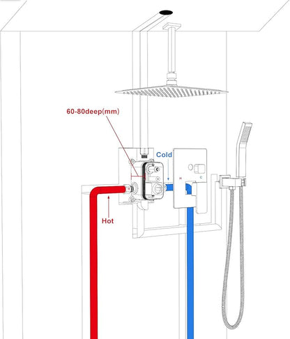 SunCleanse Rainfall Shower Faucet Set Polished Chrome Shower Combo Set for Bathroom with High Pressure 10 inch Shower Head with Handheld Shower Valves Shower Head and Handheld Ceiling Mounted