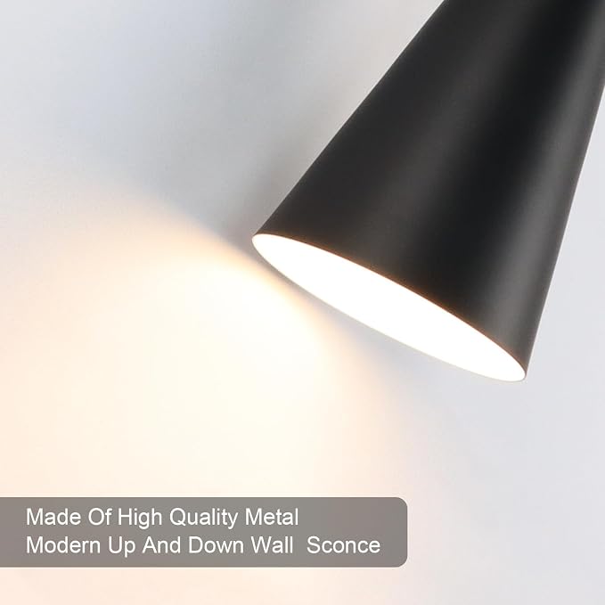 Wall Sconces Set of Two, Bathroom Sconces Lighting 13 inch Black Modern Sconces Wall Decor Set of 2 Indoor Wall Light Fixtures for Living Room Hallway Staircase Bedroom Hardwired