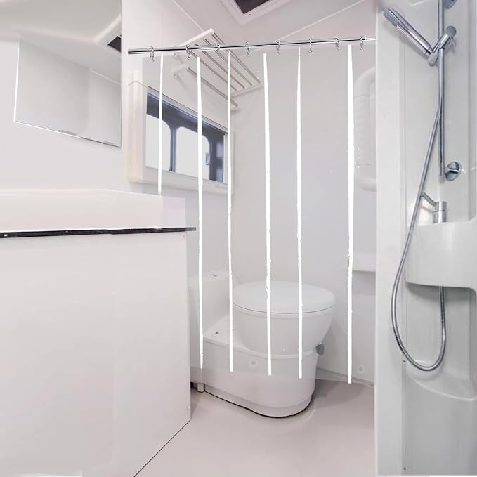 Clear RV Camper Short Shower Curtain Liner 48x60 for Single Bathroom | Transparent Small Peva Plastic Vinyl Shower Curtain Sets for Dorm Walk in Tub RV Shower Stall