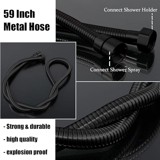 Shower Faucet Set with Tub Spout Matte Black 10 Inch Rainfall Shower with 4 Setting Spray Mixer Shower System Modern Luxury Wall Mounted Tub Shower Faucet Set Rough-in Valve Body (Matte Black)