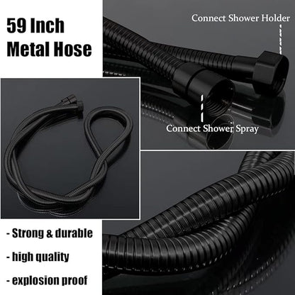 Shower Faucet Set with Tub Spout Matte Black 10 Inch Rainfall Shower with 4 Setting Spray Mixer Shower System Modern Luxury Wall Mounted Tub Shower Faucet Set Rough-in Valve Body (Matte Black)