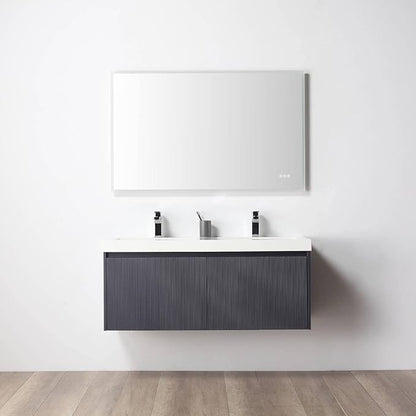 Blossom 48 Inch Double Sink Bathroom Vanity, All Wood Wall Mounted Floating Bathroom Vanity Cabinet with Acrylic Sink, Bathroom Sink Cabinet with Soft-Close Drawers, Modern Vanities, Night Blue