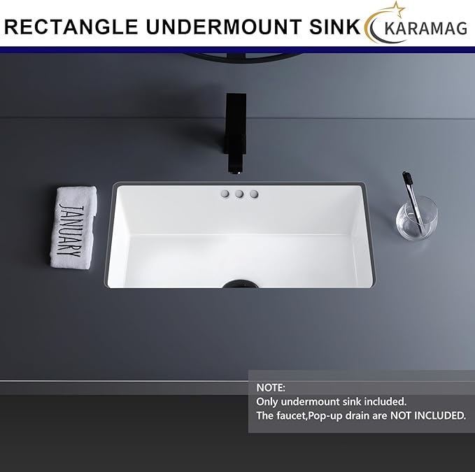 20 Inch Undermount Bathroom Sink Rectangle Undermount Sink White Ceramic Under Counter Bathroom Sinks with Overflow (19.8"x13.7")