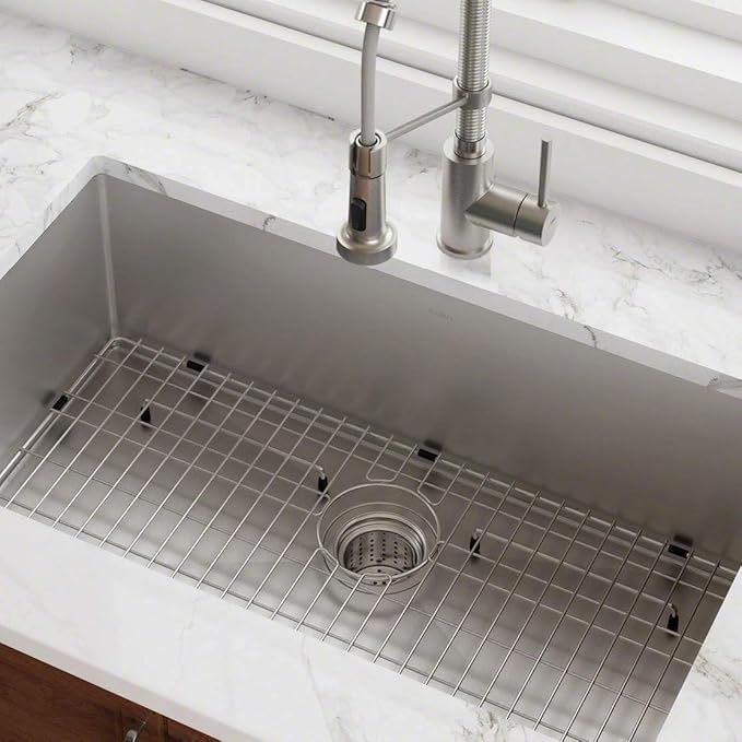 KRAUS Standart PRO 28-inch 16 Gauge Undermount Single Bowl Stainless Steel Kitchen Sink, KHU100-28