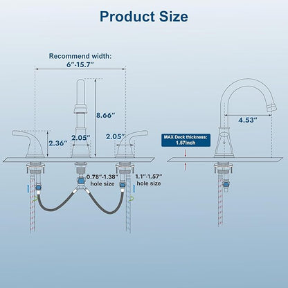 Widespread Bathroom Sink Faucet Deck Mounted 3 Hole 8 inch Bathroom Vanity Faucet 2 Handles Basin Mixer Tap with Pop up Drain,Oil Rubbed Bronze