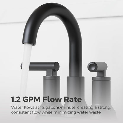 Pfister Capistrano Bathroom Sink Faucet, 4-Inch Centerset, 2-Handle, 3-Hole, NSF Certified, Spot Defense Matte Black Finish, LF048CSOSDB