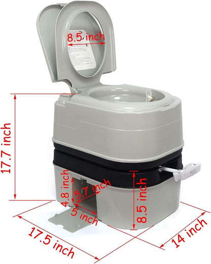 XKMT- Gray 24L Advanced Portable Toilet Flush Camping Travel Outdoor Picnic Piston Pump Commode [P/N: ET-TOILET002-24L]