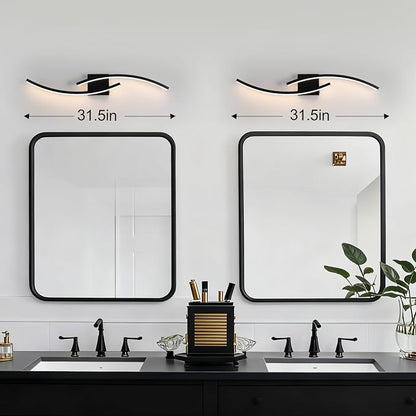 31.5 inch Modern Bathroom Vanity Light Black Lights Fixtures Dimmable 5CCT Led Bathroom Light Fixture Over Mirror Modern Wall lamp for Cabinet Hallway