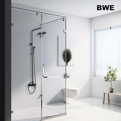 BWE Black Outdoor Shower Faucet Set Two Functions Rainfall Shower Head with Handheld Sprayer Single Handle Wall Mounted Exposed Shower Fixtures for Bathroom or Backyard,Matte Black