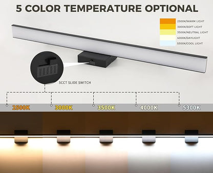JUSHENG Black Vanity Lights for Bathroom 5CCT Dimmable Bathroom Vanity Light Fixtures LED Vanity Light Bar 31.5'' Inch 32W ETL Certificated