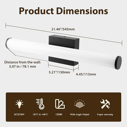 Bathroom Vanity Light 22IN 5CCT Dimmable Black Wall Light Over Mirror Bar