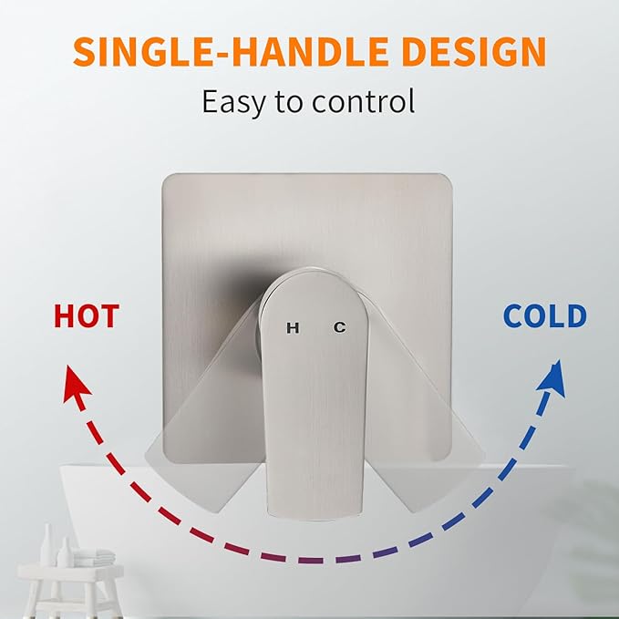 Brushed Nickel Tub Shower Faucet Set Complete with 8-Inch Rainfall Shower Head and Tub Spout Included Shower Valve Tub Shower Trim Kit Brushed Nickel